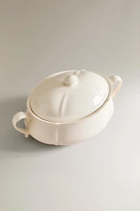 EARTHENWARE TUREEN WITH RAISED-DESIGN EDGE