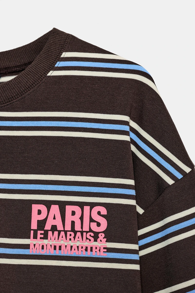 T-SHIRT RAYURES INSCRIPTION