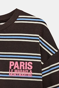 T-SHIRT RAYURES INSCRIPTION