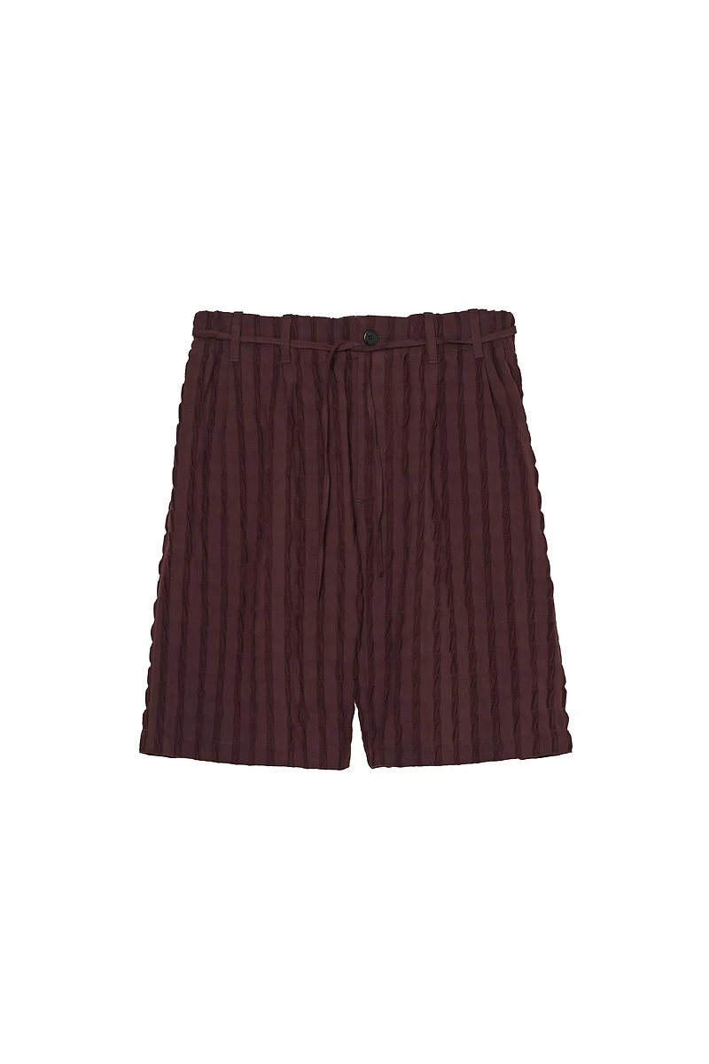 BELTED JACQUARD STRIPED SHORTS