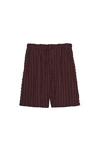 BELTED JACQUARD STRIPED SHORTS