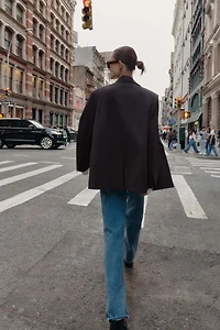 OVERSIZED DOUBLE BREASTED PINSTRIPE BLAZER