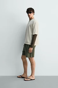 WASHED COTTON-LINEN HAWAII T-SHIRT