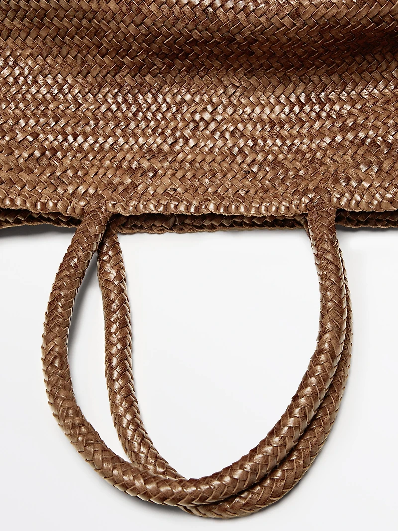Tote bag tressé en cuir nappa