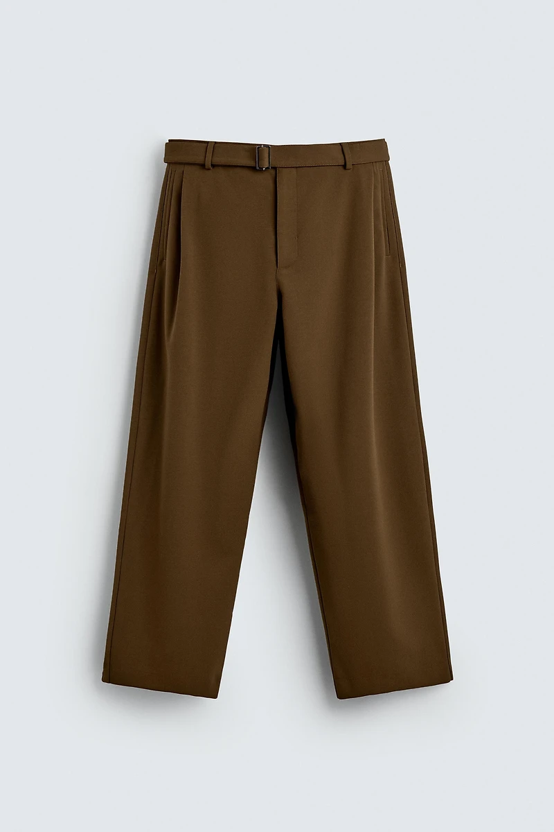 BELTED RELAXED FIT PANTS