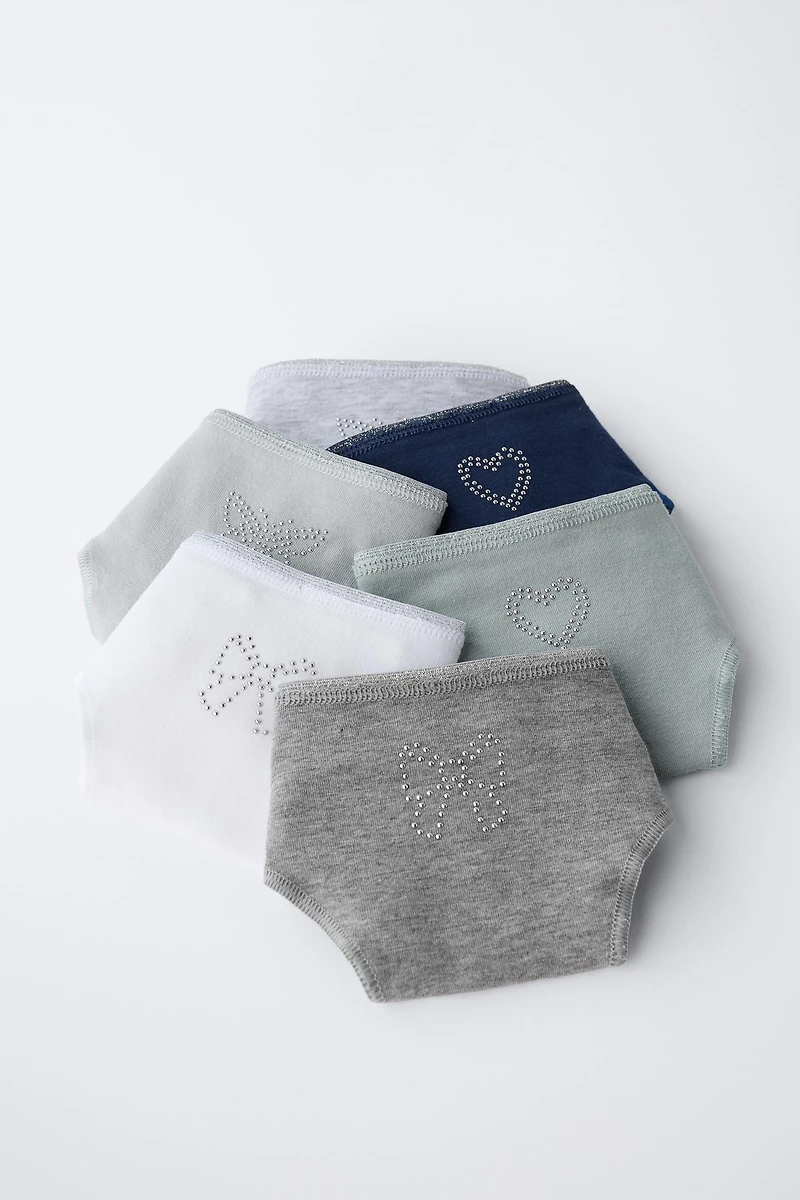 6-14 ANS/ LOT DE SIX CULOTTES À STRASS ET FORMES