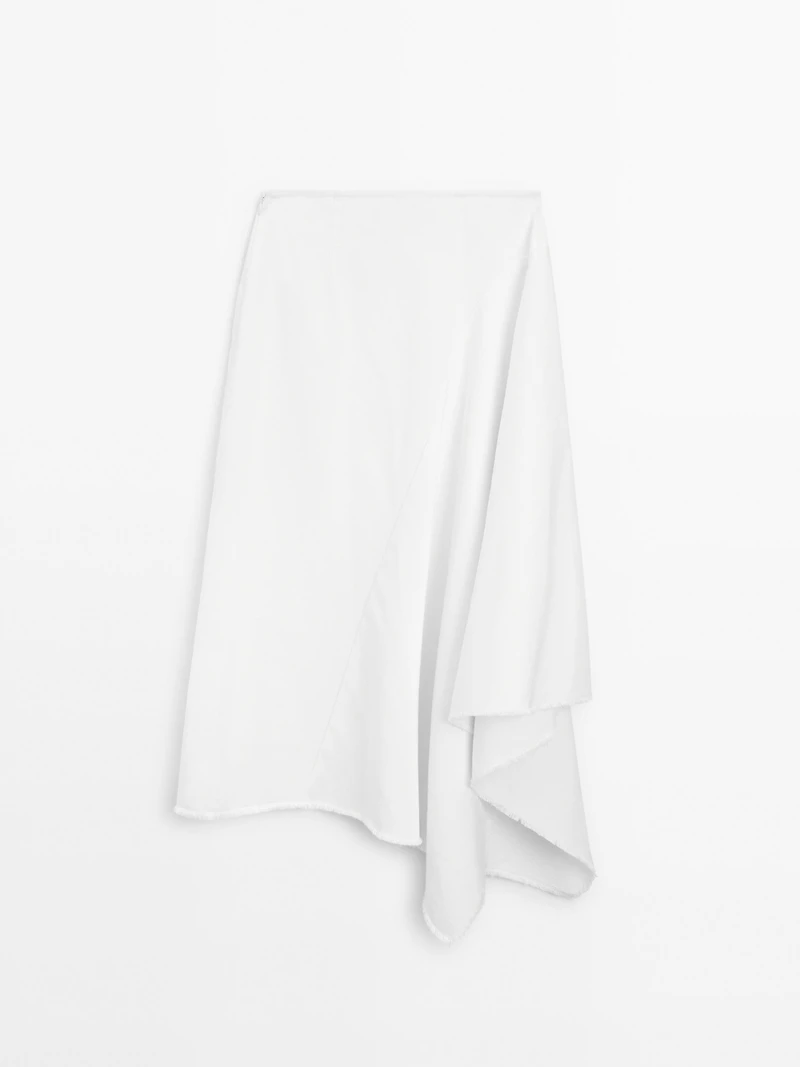 Jupe midi denim coupe asymétrique