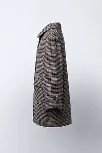 MANTEAU LONG À CARREAUX AVEC LAINE