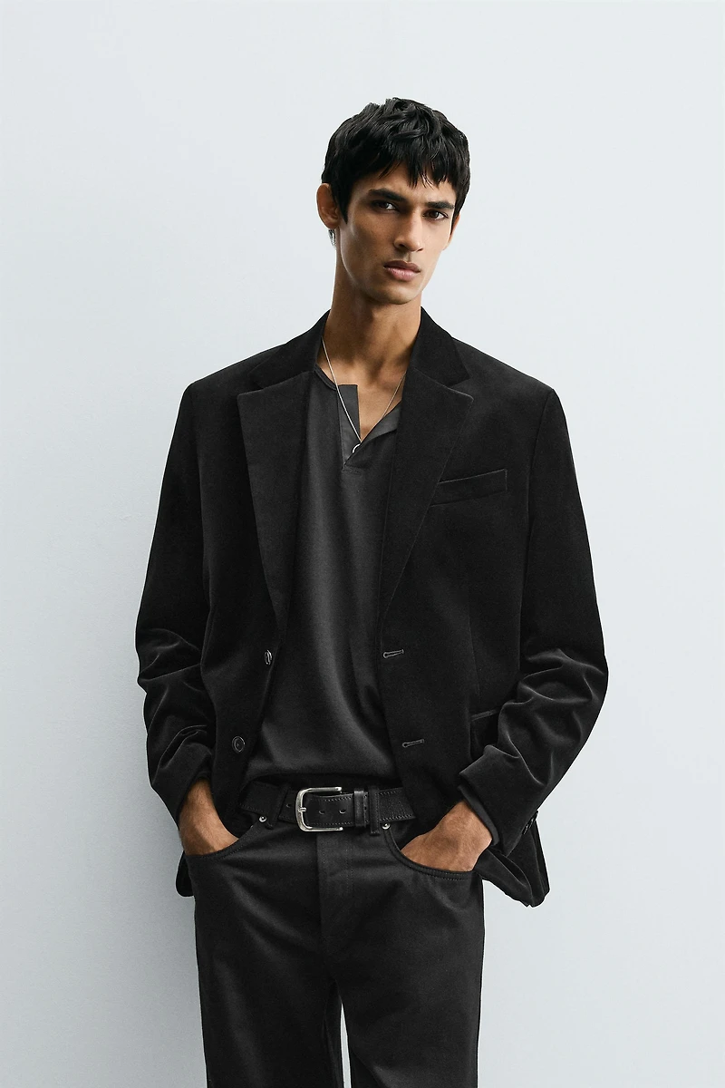REGULAR FIT VELVET BLAZER