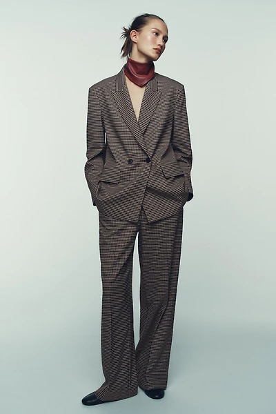 VESTE OVERSIZE À BOUTONNAGE CROISÉ ET CARREAUX