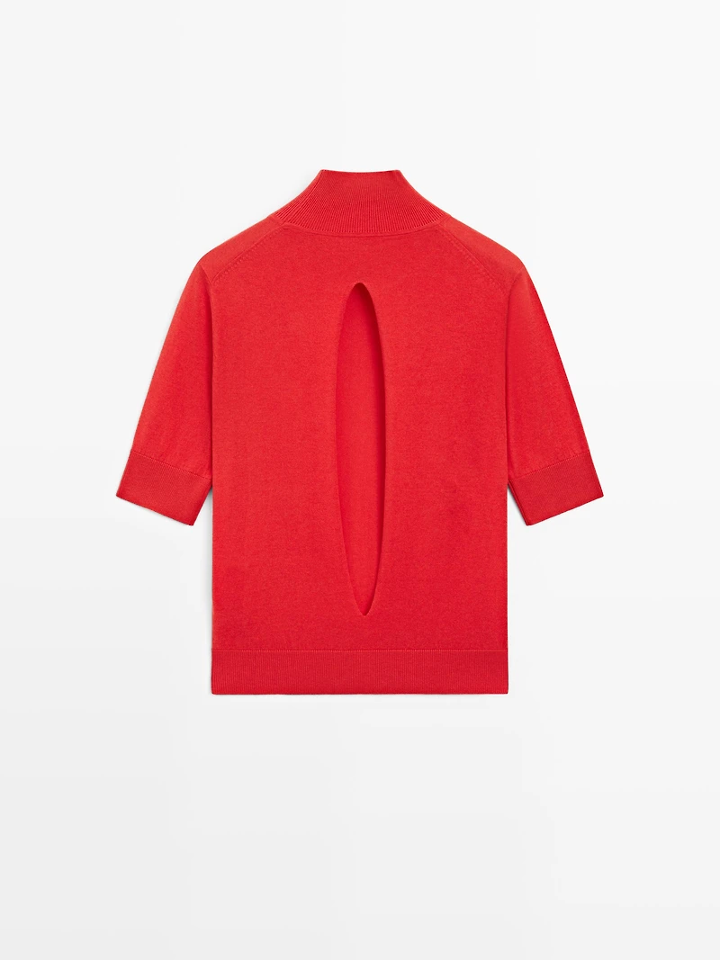 Silk blend knit sweater with back detail - STUDIO