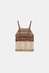 BEADED CROCHET KNIT TOP