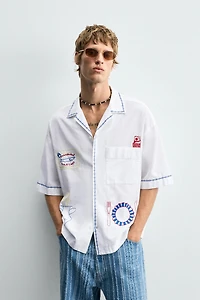CONTRAST EMBROIDERY SHIRT