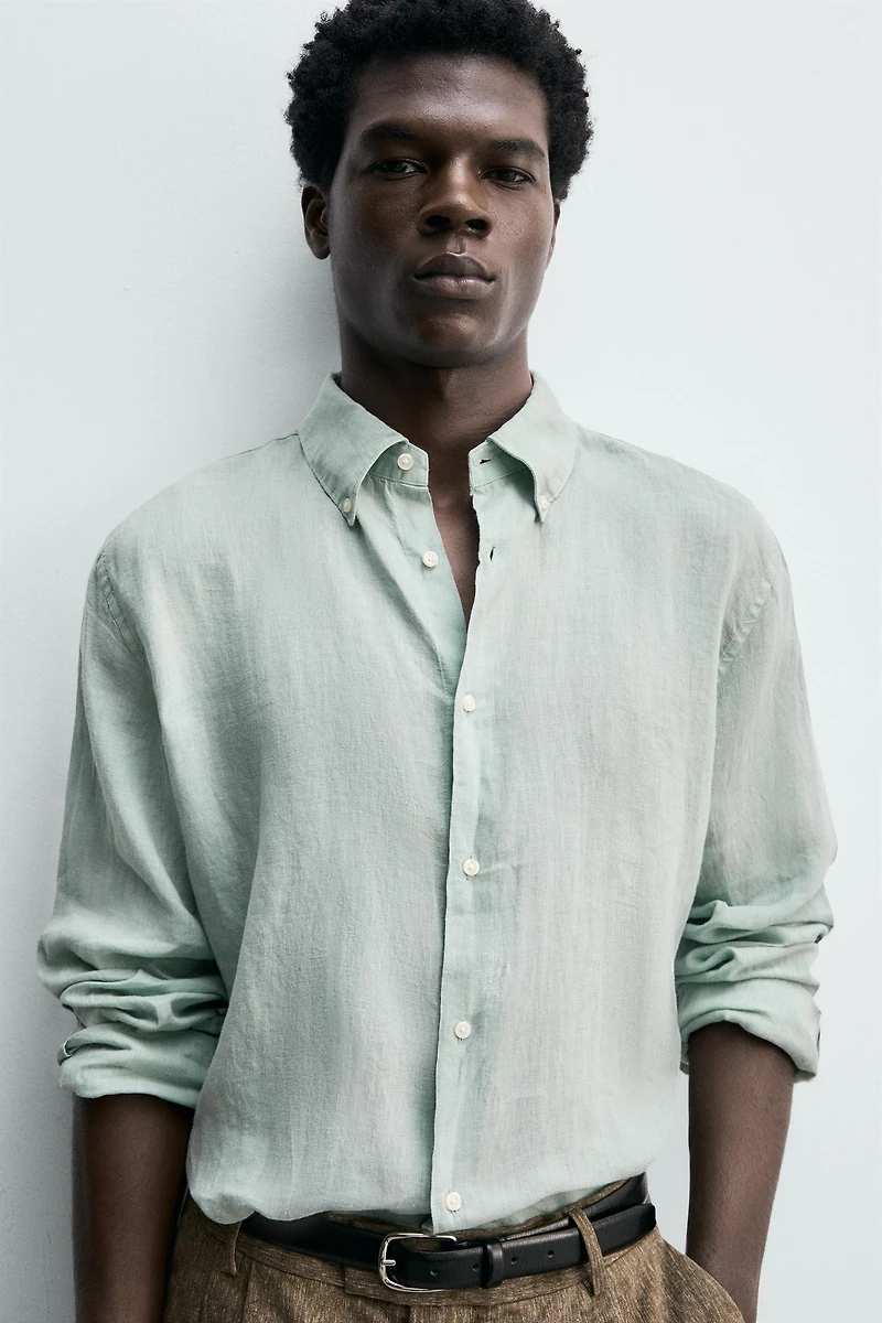 REGULAR FIT 100% LINEN SHIRT
