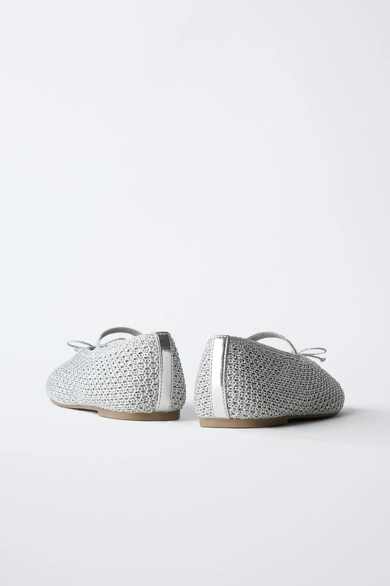 METALLIC CROCHET BALLET FLATS