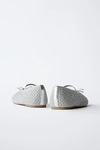 METALLIC CROCHET BALLET FLATS