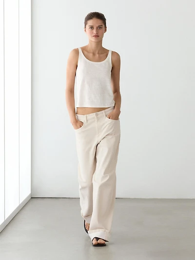 Linen blend strappy top