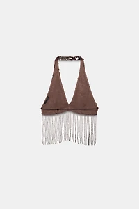 FRINGED SEQUIN CROP TOP