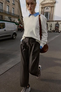 PLEATED PANTS WITH ELASTIC BACK