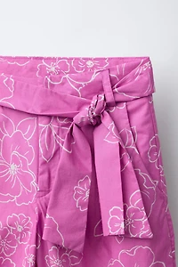 FLORAL PRINT SASH PANTS