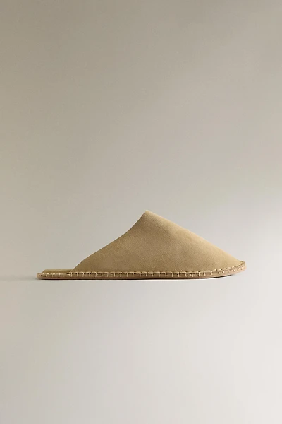 LEATHER SLIPPERS WITH TOPSTITCHING