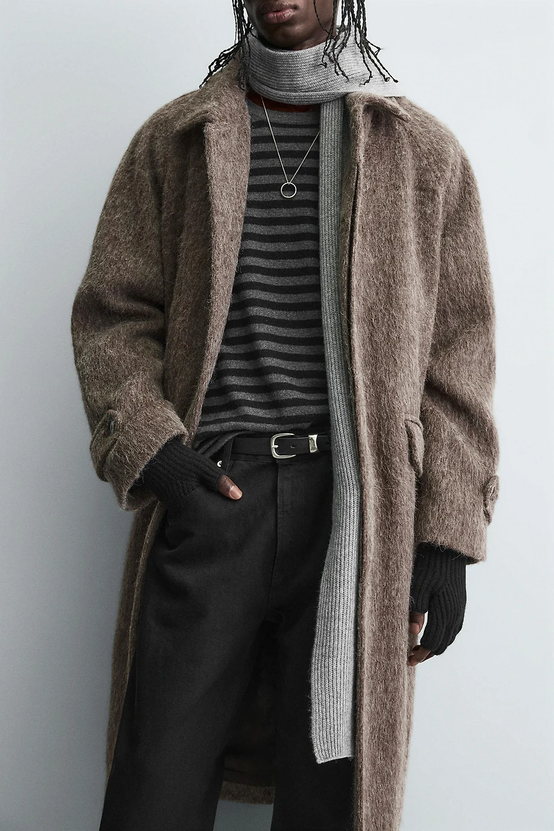 FAUX FUR WOOL COAT