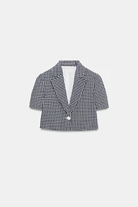 SHORT GINGHAM BLAZER