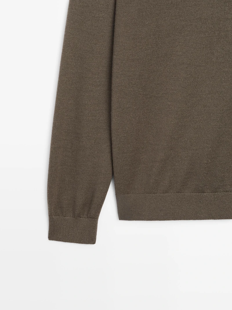 Merino wool knit polo sweater