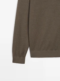 Merino wool knit polo sweater