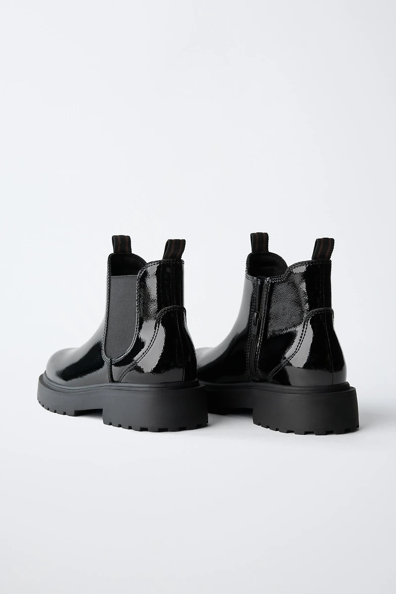 PATENT ANKLE BOOTS