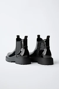 PATENT ANKLE BOOTS