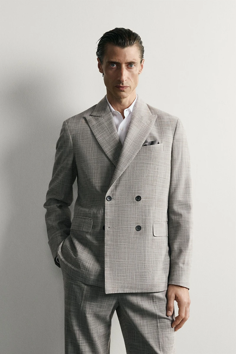 WOOL-BLEND PLAID REGULAR FIT SUIT BLAZER