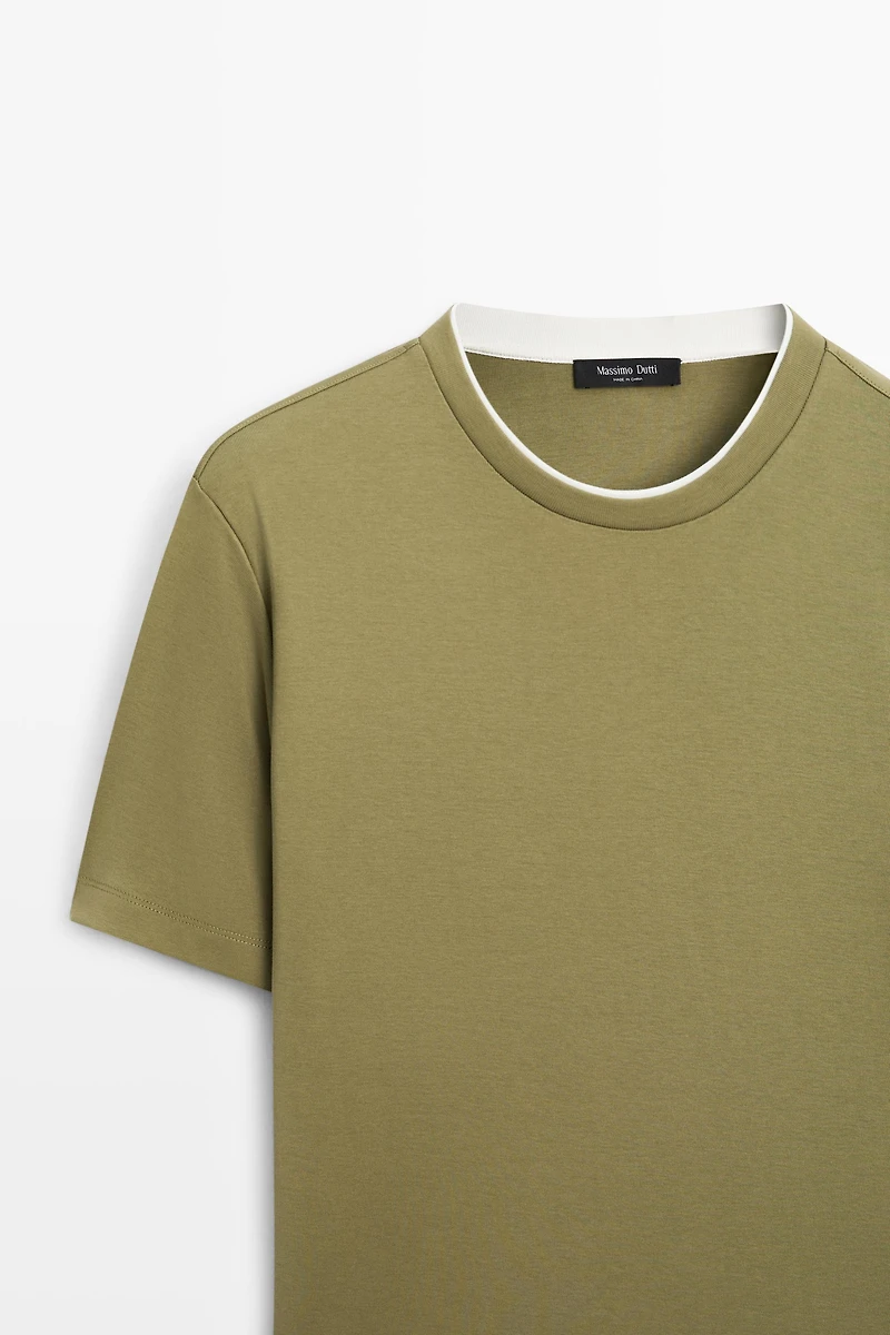 100% cotton layered collar T-shirt