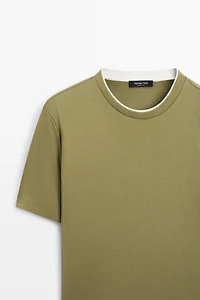 100% cotton layered collar T-shirt