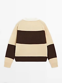 Striped wool blend polo sweater