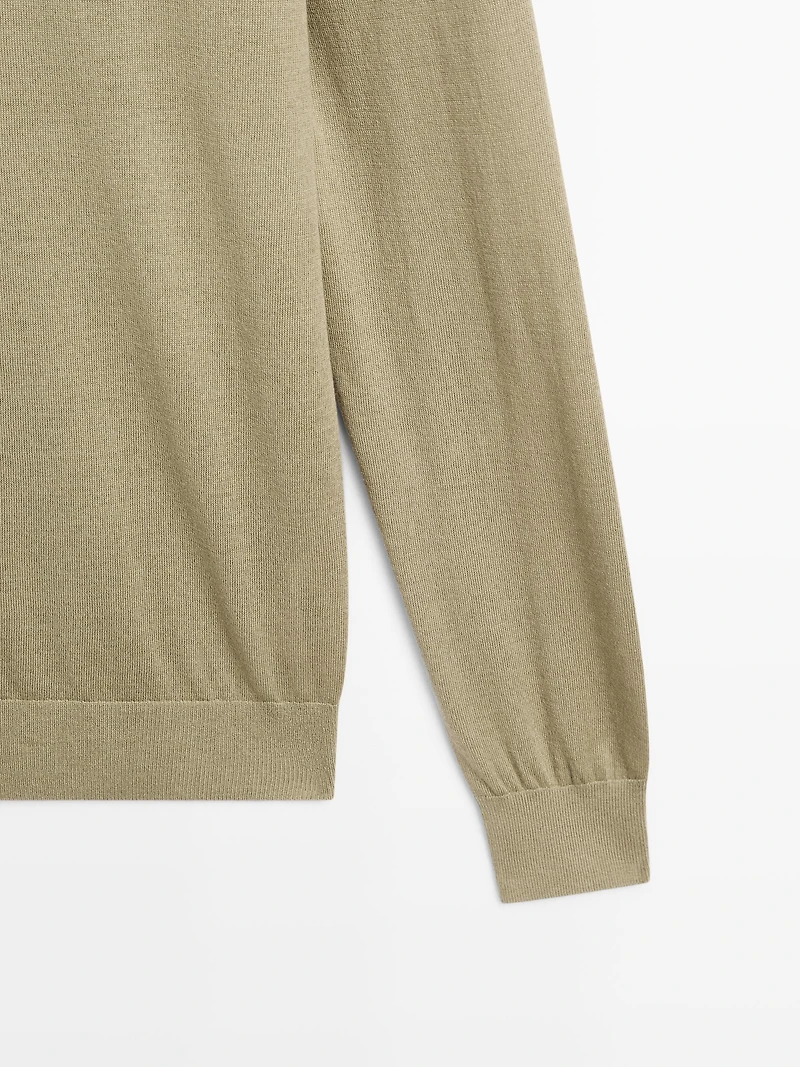 Wool blend high neck knit jumper