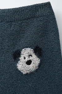 EMBROIDERED DOG KNIT PANTS