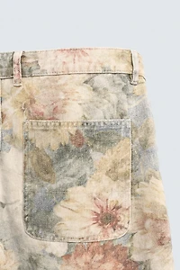 SHORT RELAXED FIT IMPRIMÉ FLORAL DÉLAVÉ