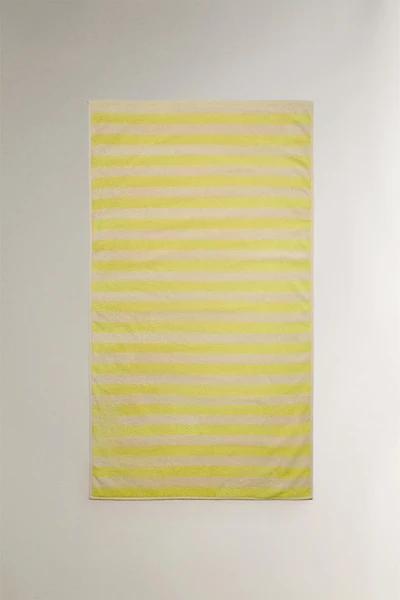 KIDS' STRIPED COTTON BEACH TOWEL