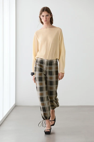 Check print sarouel trousers