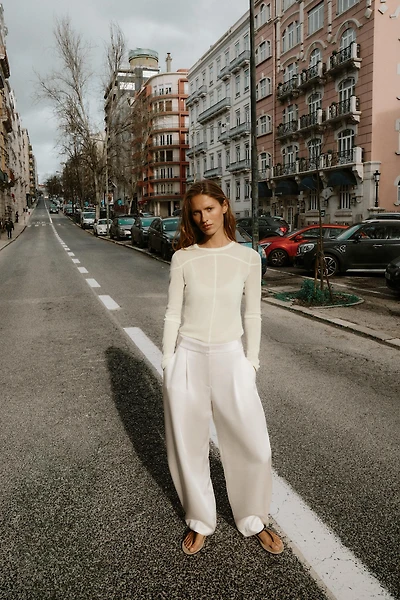 PANTALON BARREL SATINÉ