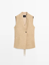 Veste sans manches croisée lin