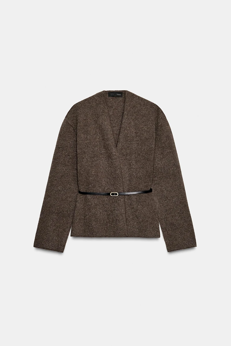 100% WOOL BELTED JACKET