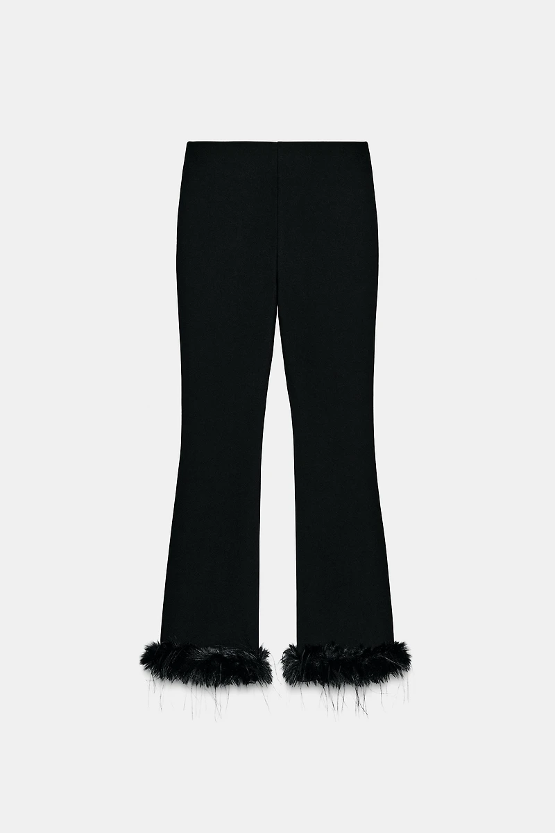 FLARE PANTS WITH FAUX FUR HEM