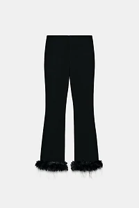 FLARE PANTS WITH FAUX FUR HEM
