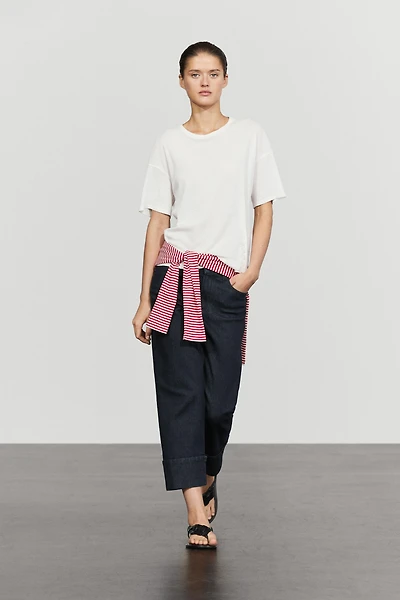 Button-detail short sleeve T-shirt