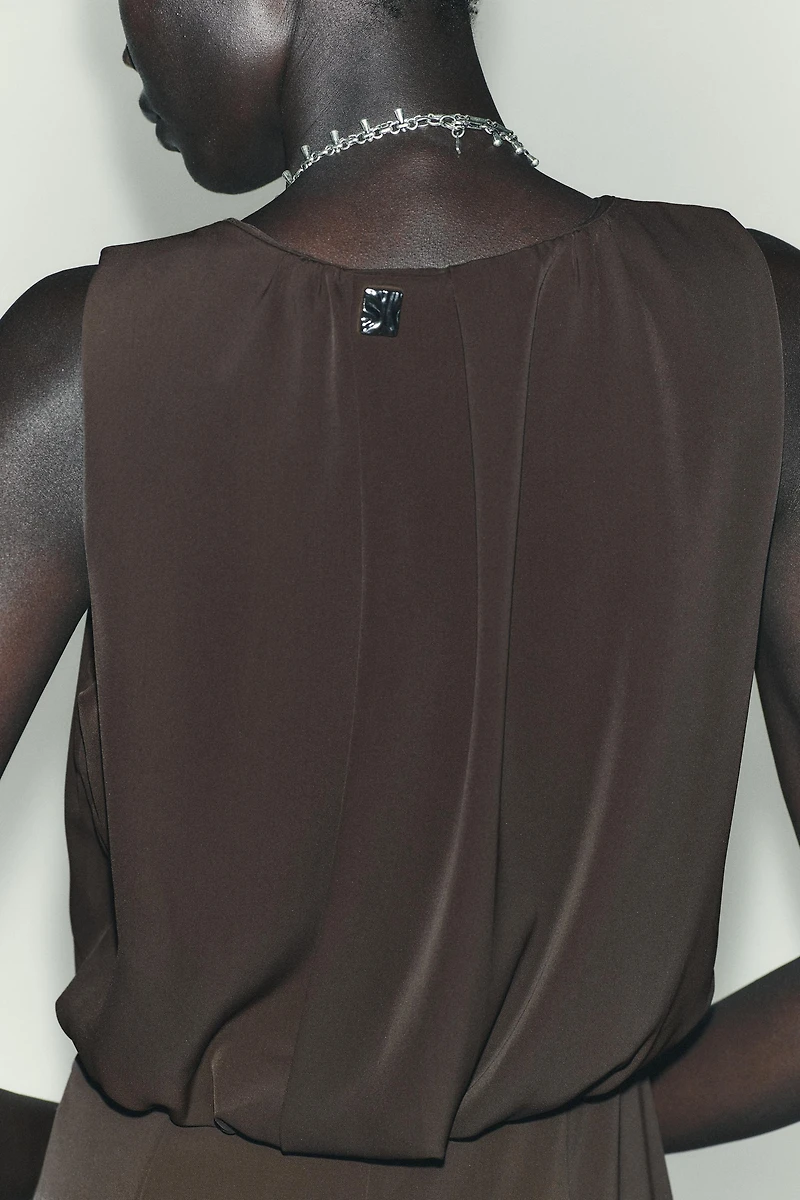 RUCHED WAIST MIDI DRESS