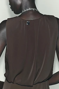 RUCHED WAIST MIDI DRESS