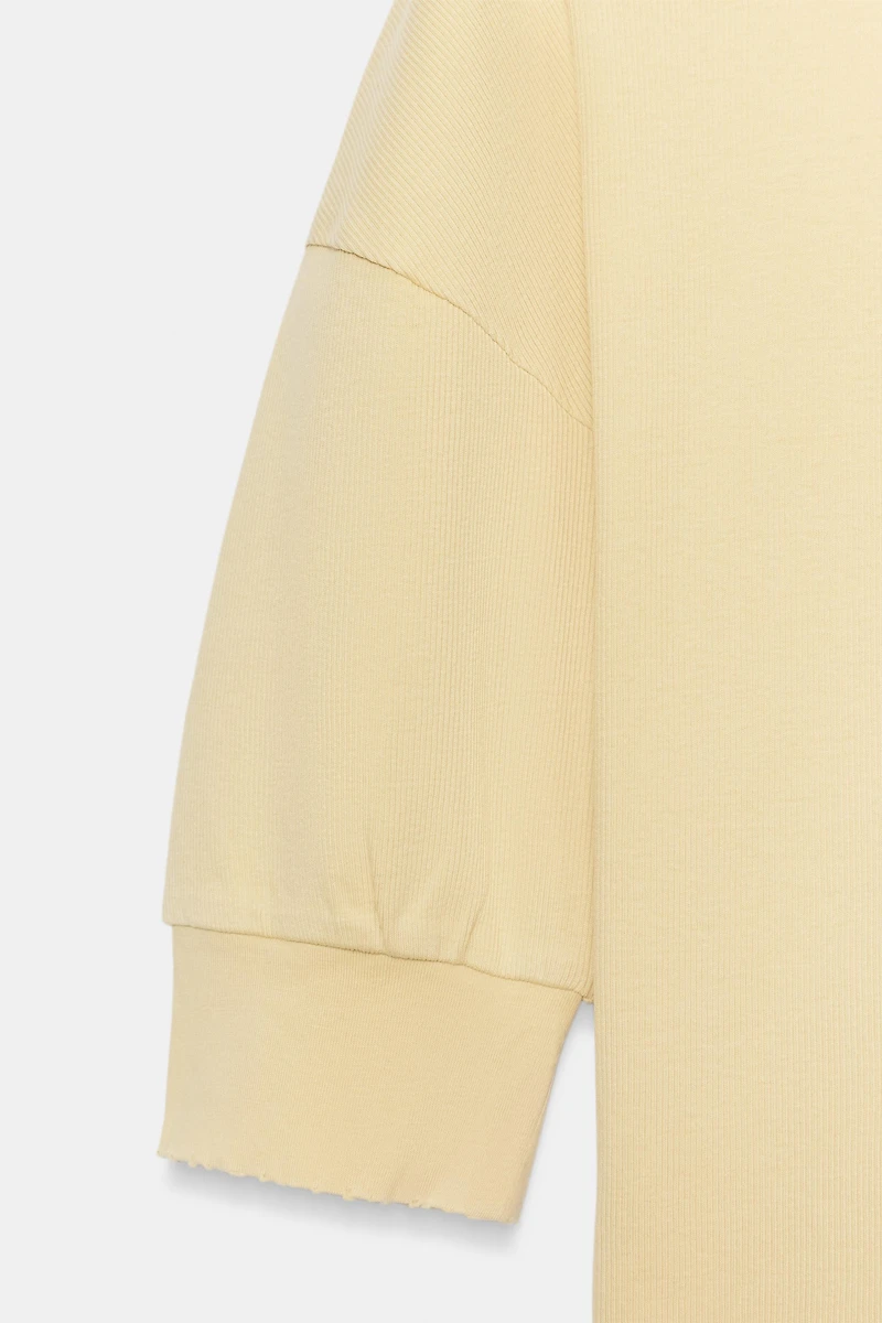RIB KNIT VOLUMINOUS SLEEVE T-SHIRT