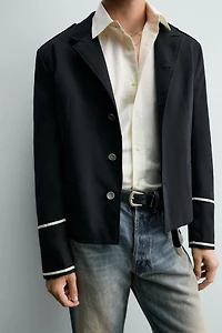 CONTRAST CROPPED FIT JACKET